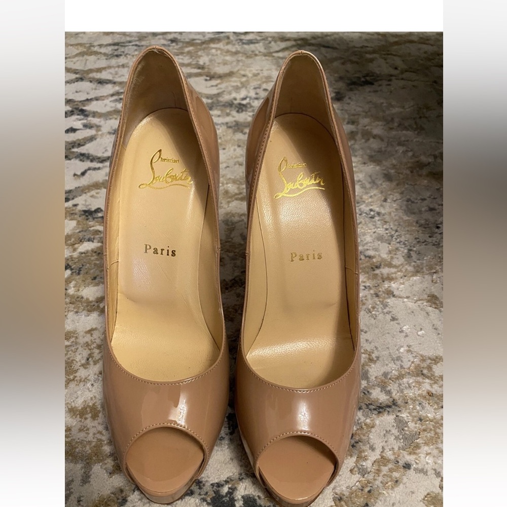 Christian Louboutin Beige Peep Toe Heels